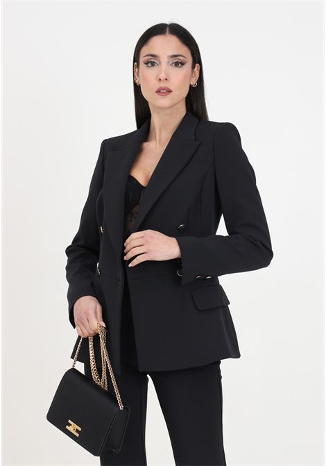 Black double-breasted women's blazer with buttons ELISABETTA FRANCHI | GI07341E2110